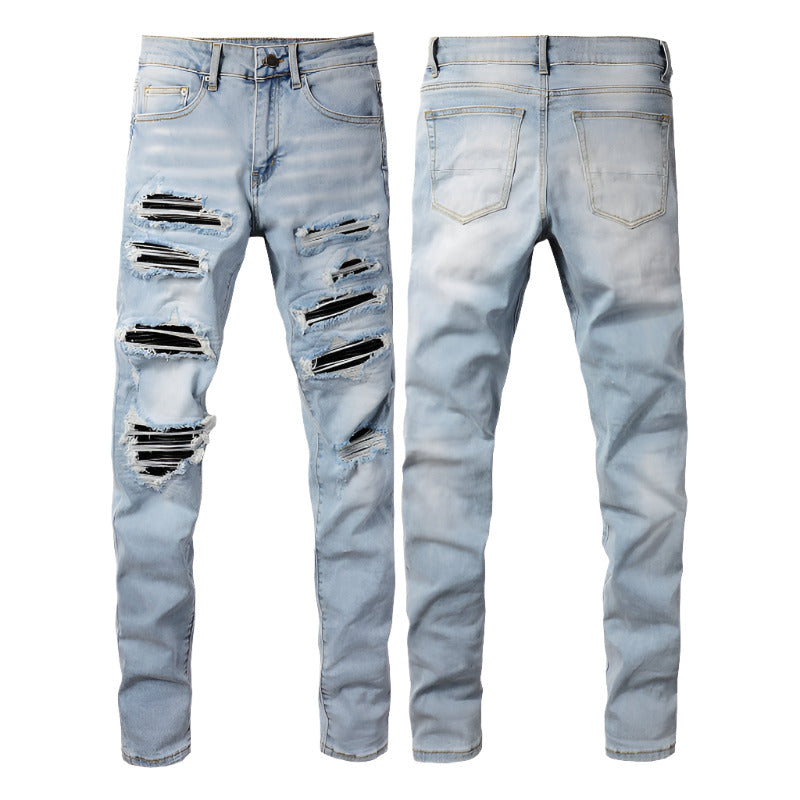 1307 Skinny Biker Jeans for Men Denim High Quality Slim Fit Straight Leg Trousers