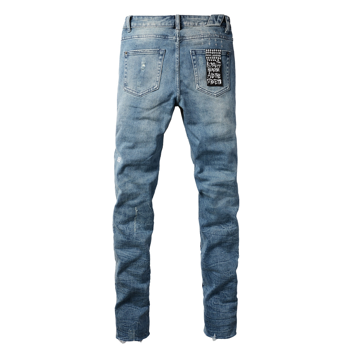 Edgy Blue Denim with Distressed Rip Accents 3007