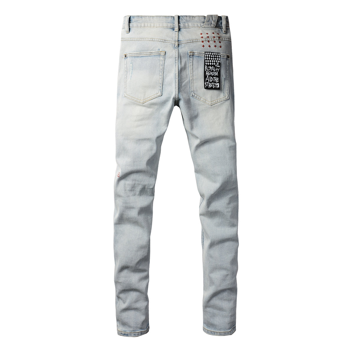 Classic Blue Ripped Jeans with Distressed Knees 3008