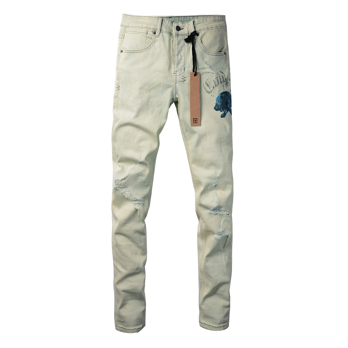 Vintage Washed High-Rise Skinny Jeans with Distressed Details 3012