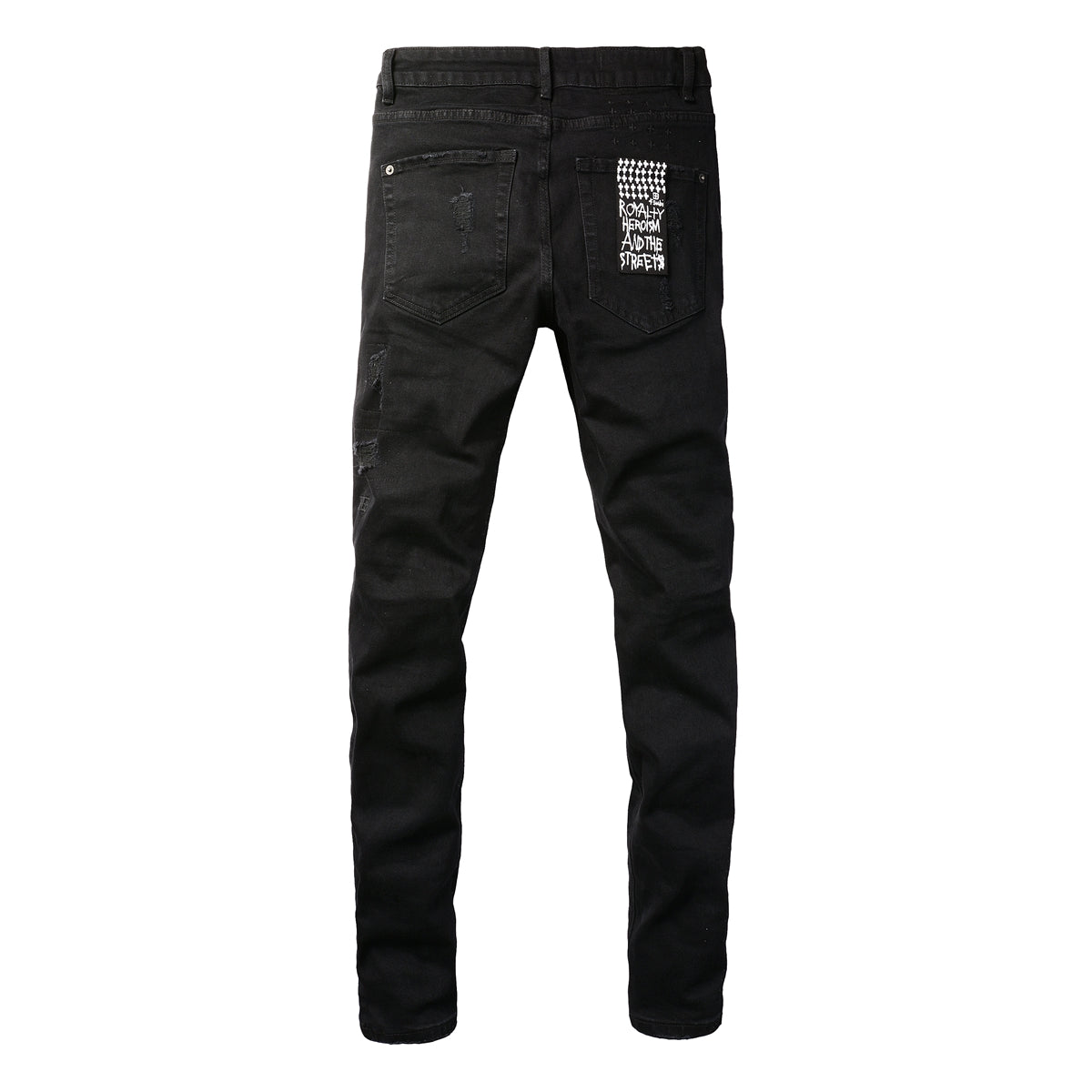 Jet Black Slim Fit Jeans with Logo Accent 3016