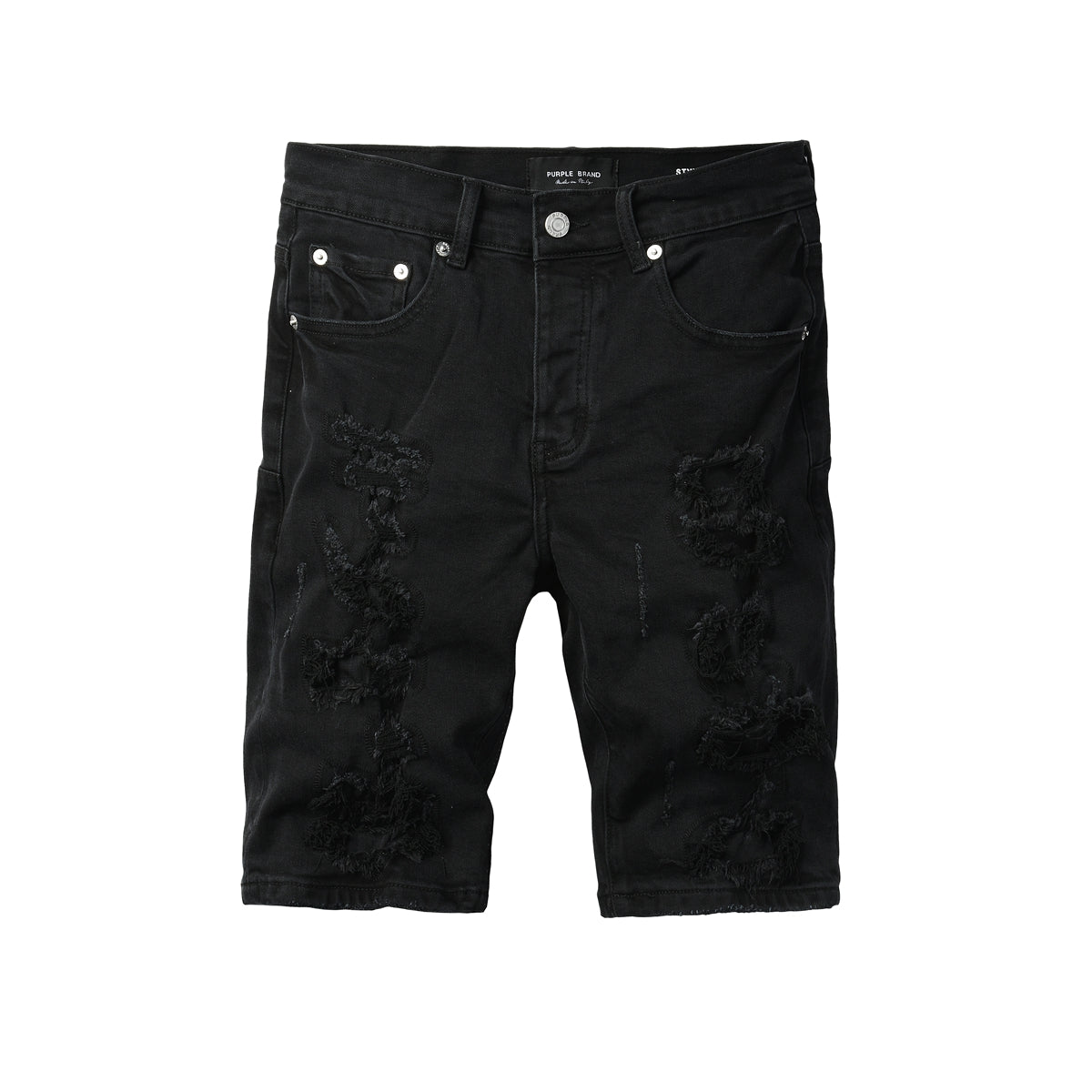 Edgy Distressed Black Denim Shorts with Destroyed Rips for Men’s Summer Fashion 5108