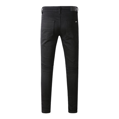 Man Skinny Fits Designer Jeans Denim Slim for Guys Mens Black Classic Biker Hip Hop Rock Jogger Big and Tall Moto 800