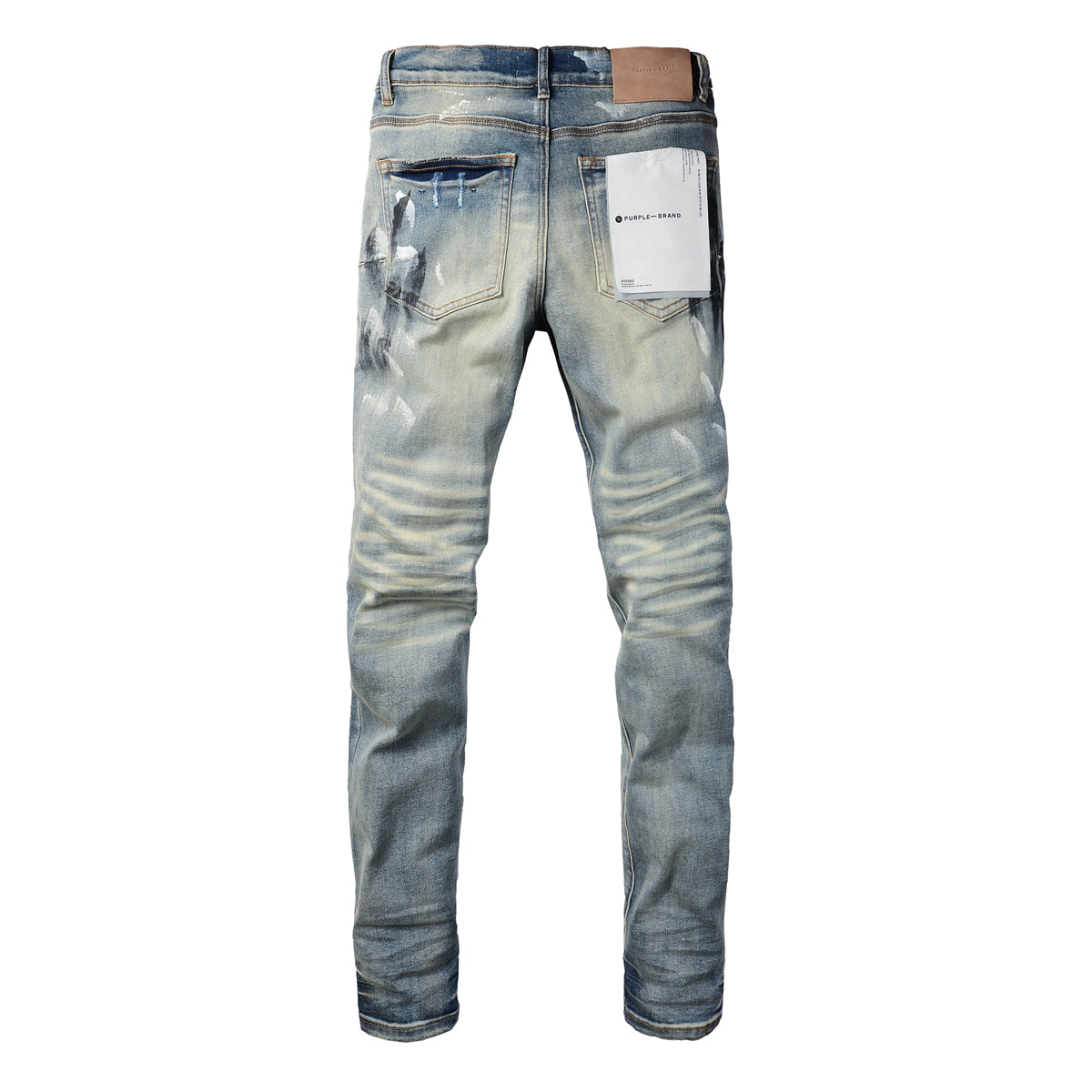 Men Classic Streetwear Jeans Distressed Blue Paint Slash Skinny 9037