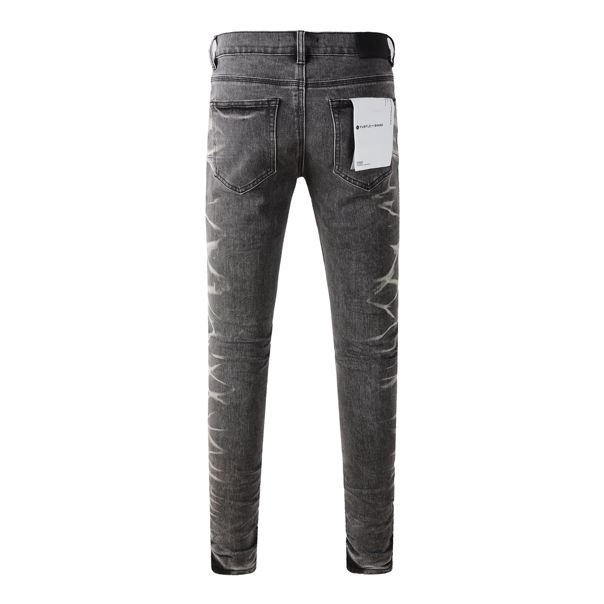 Mens Grey Slim Fit Washed Denim Jeans Unique Bleach Effect Streetwear Casual Pants 9056