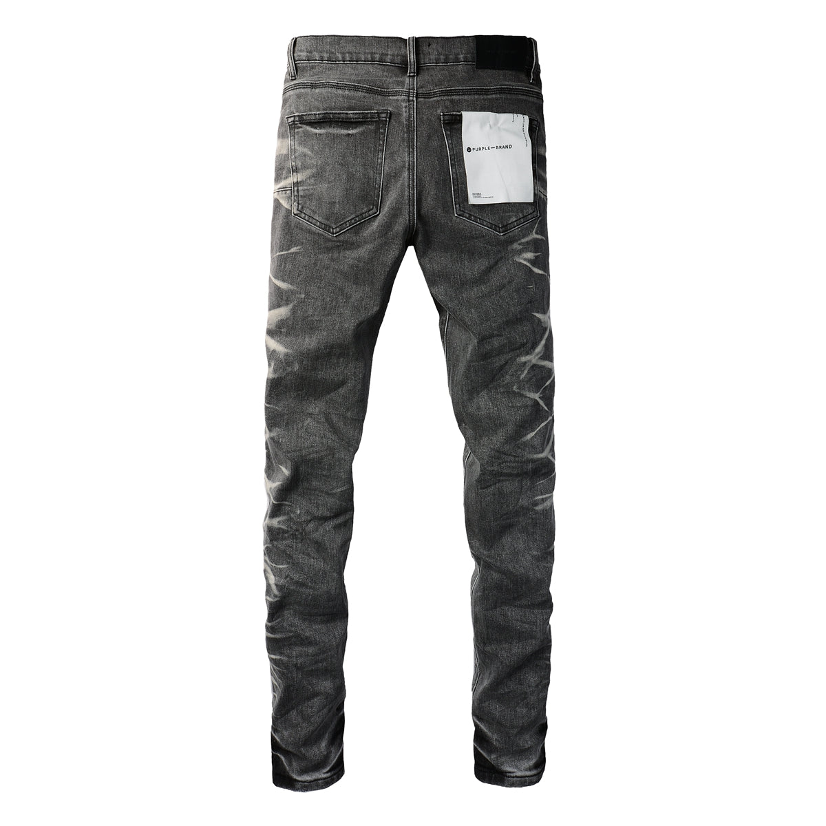 Mens Grey Slim Fit Washed Denim Jeans Unique Bleach Effect Streetwear Casual Pants 9056