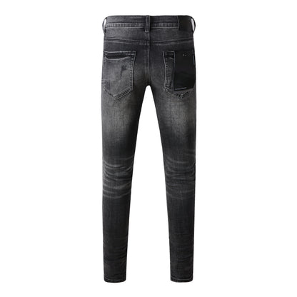 Black Distressed Jeans 9079 Long Pants with Stylish Rips and Tears