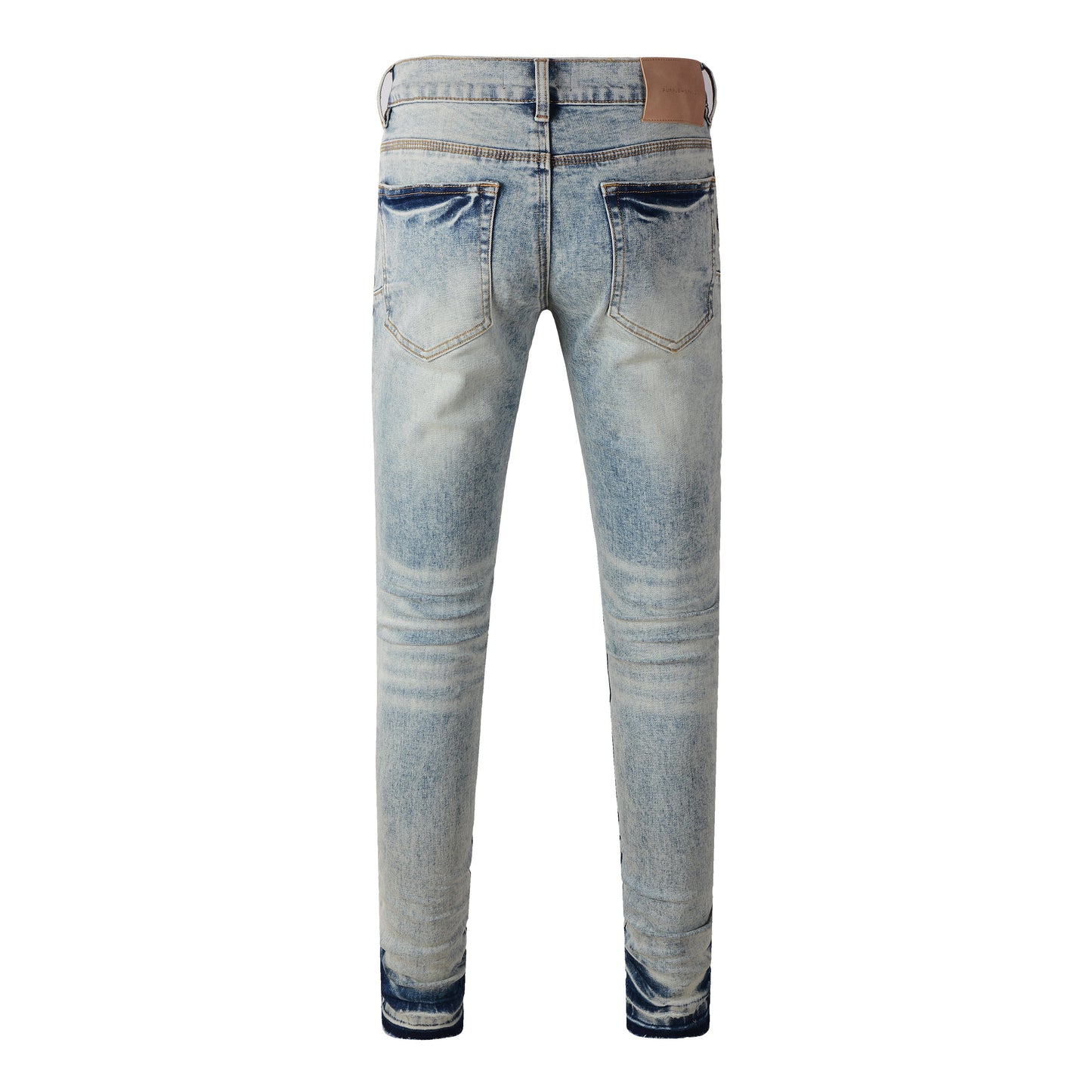 Men Streetwear Jeans Distressed Light Blue Abstract Ripped Skinny 9093