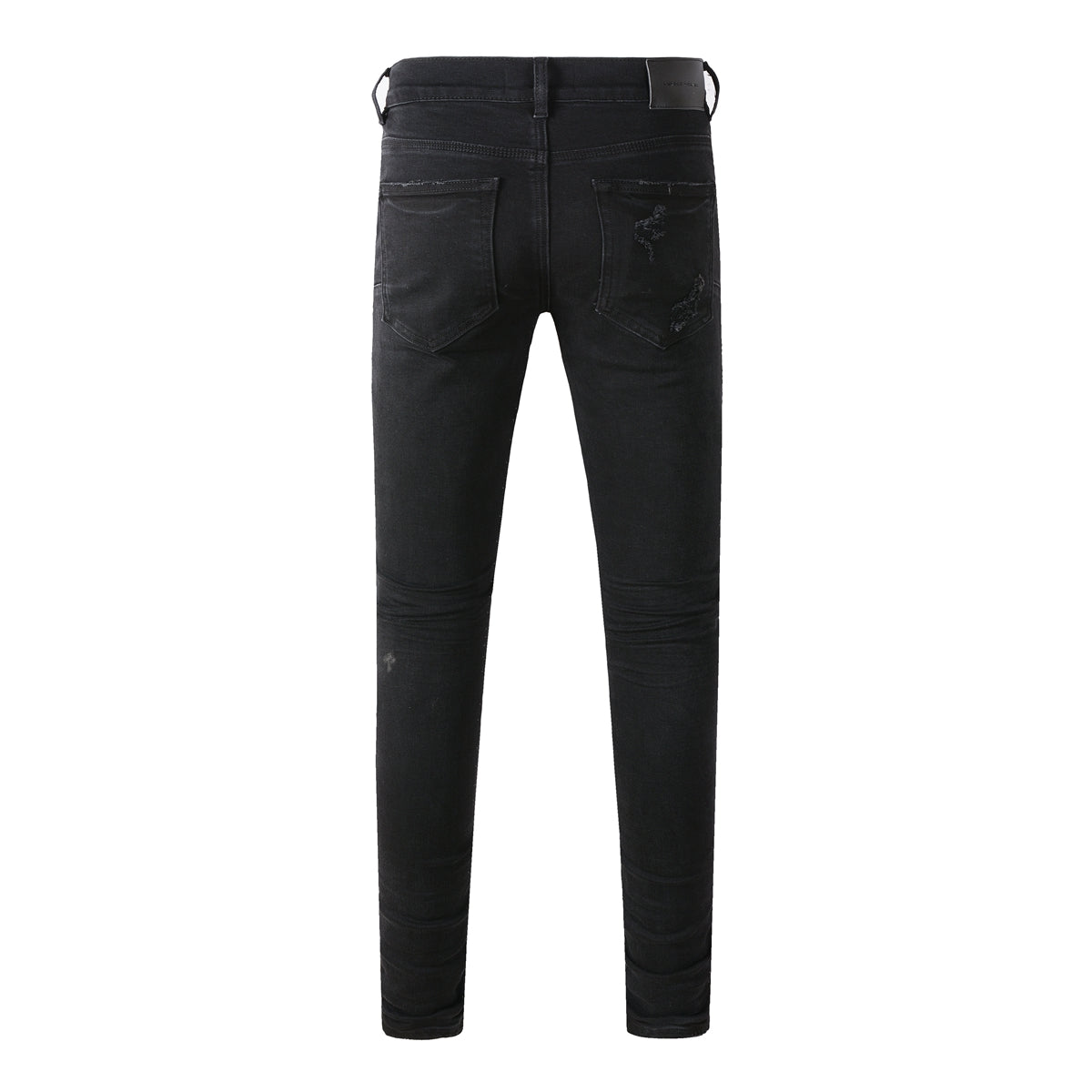 Men Distressed Black Skinny Jeans with Heavy Ripped Design and Grunge Streetwear Vibe 9108
