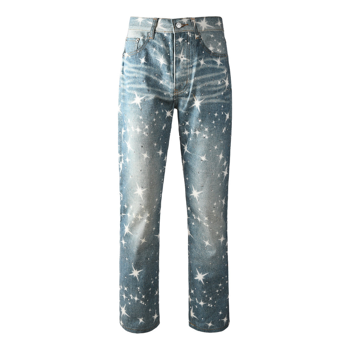 Fashion Starry Sky Jeans – Women's High Waist Casual Blue Denim Pants 9141