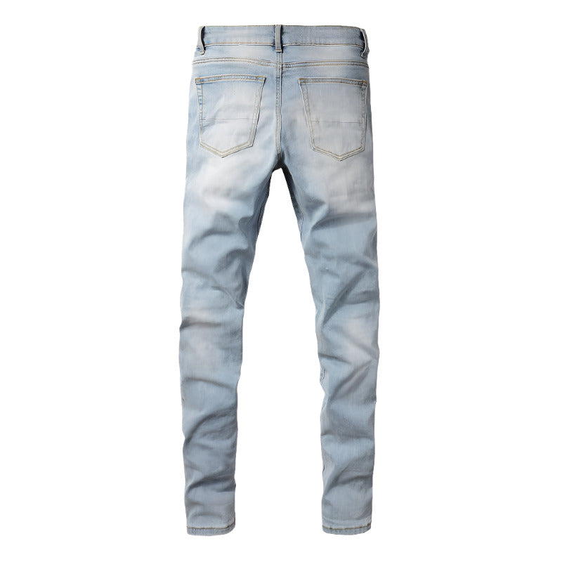 1307 Skinny Biker Jeans for Men Denim High  Quality Slim Fit Straight Leg Trousers